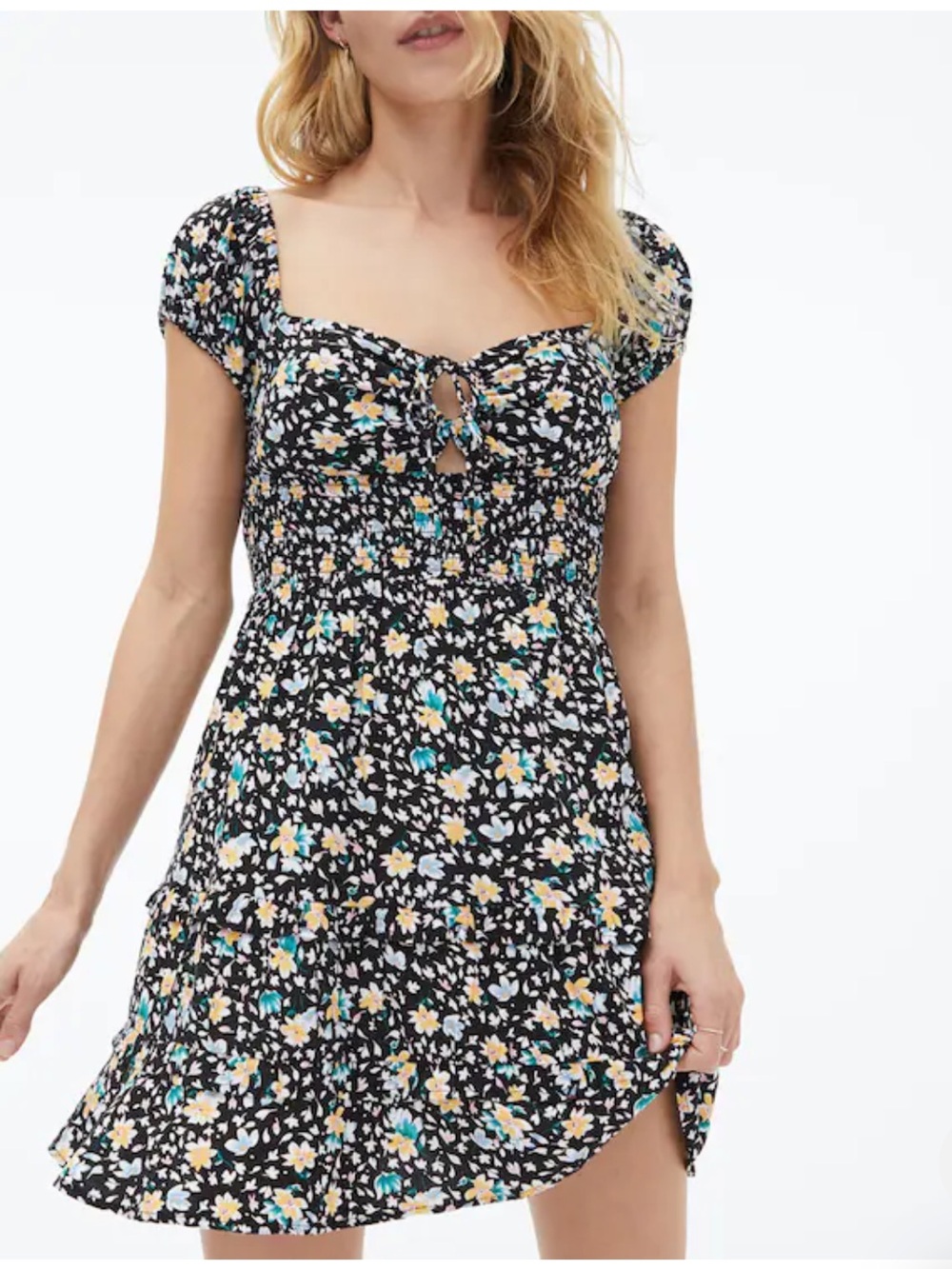 Aeropostale Floral Sweetheart Keyhole A-Line Dress, NWT